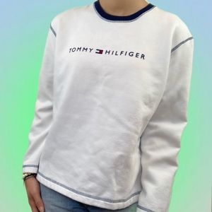 White Tommy Hilfiger Crewneck Sweater